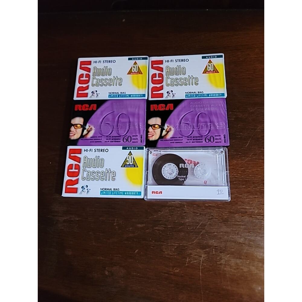 6 RCA Audio Cassete Tapes (4) 60 Minute (2) 90 Minute All But 1 New In Package